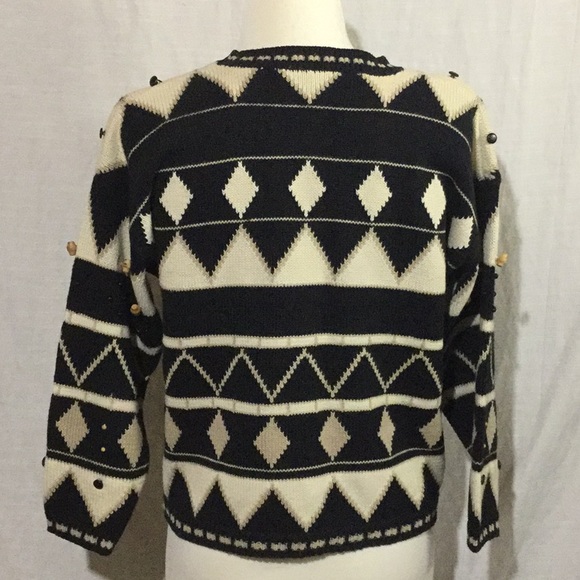 CHAUS Cotton Blend Sweater w/ Wooden Beads - Picture 4 of 5